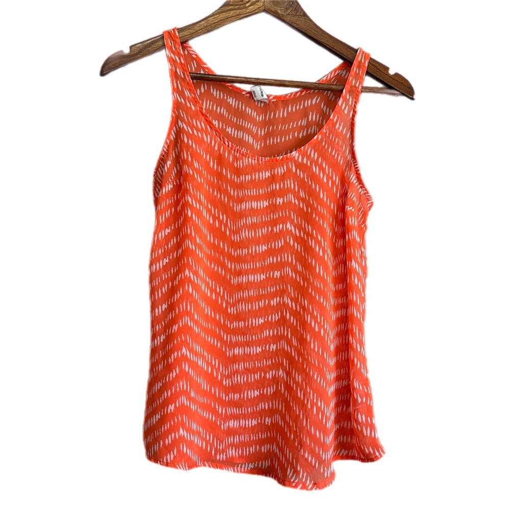 Old Navy Women's Orange White Abstract Print Tank Top Size XS